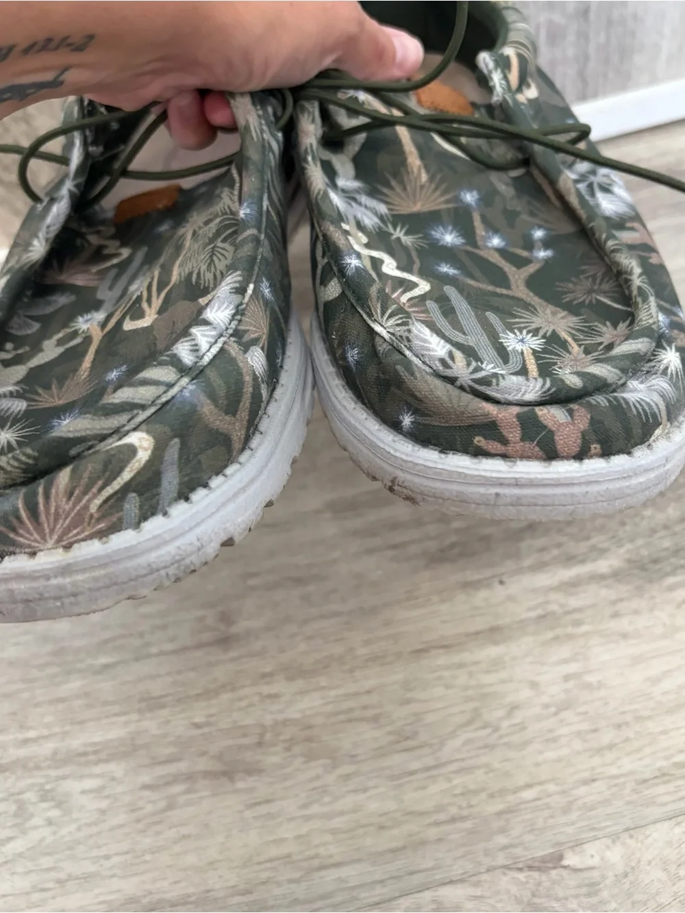 Hey Dude Wally Funk Oasis Camo SlipOn Shoes Men's 14 Army Green Desert Cactus